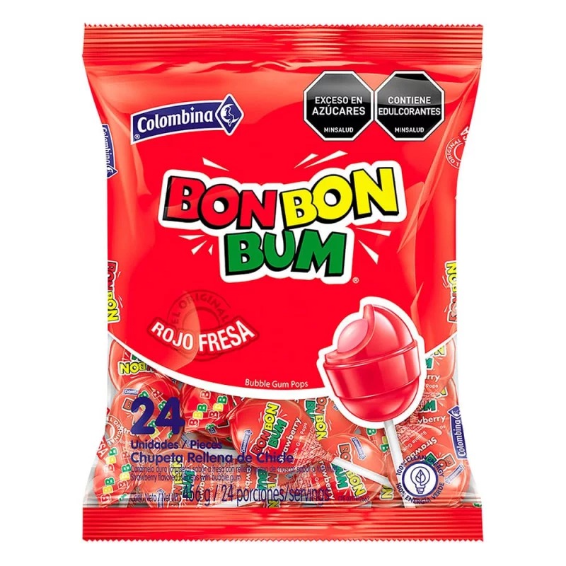 Bonbon Bum Fresa 24 Unidades 408Gr