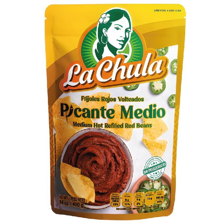 Frijol Rojo Volteado Picante La Chula 14oz