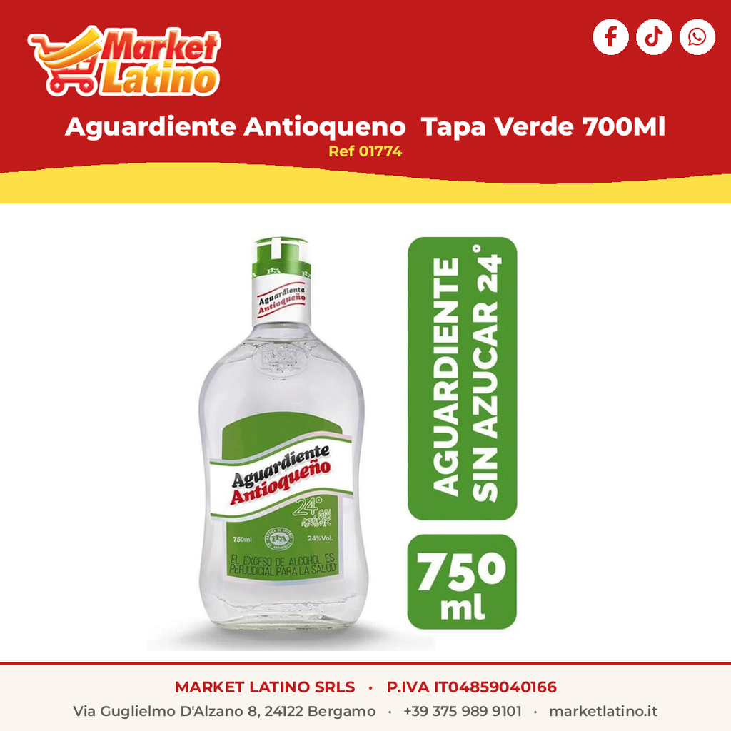 Aguardiente Antioqueno Tapa Verde 700Ml