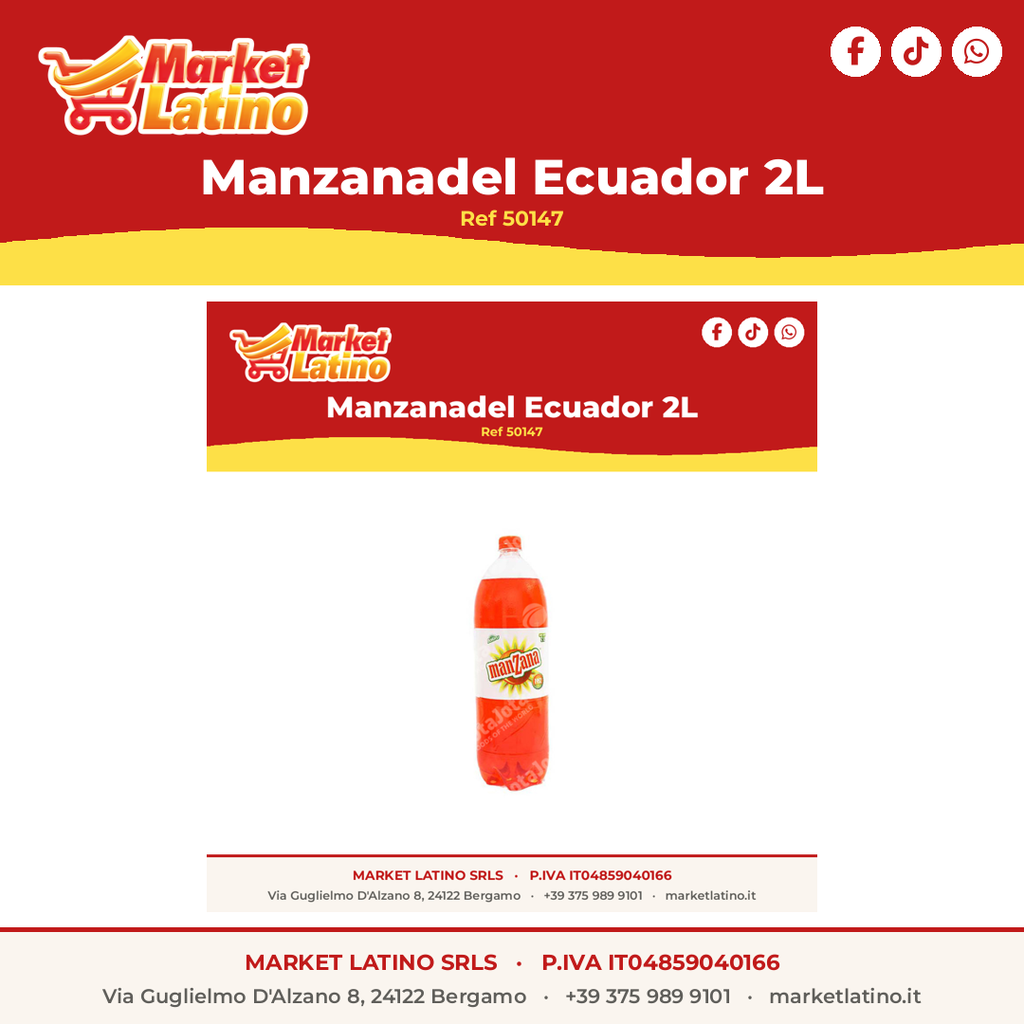 Manzana del Ecuador – Bibita Gassata al Gusto Mela – Bottiglia 2 L