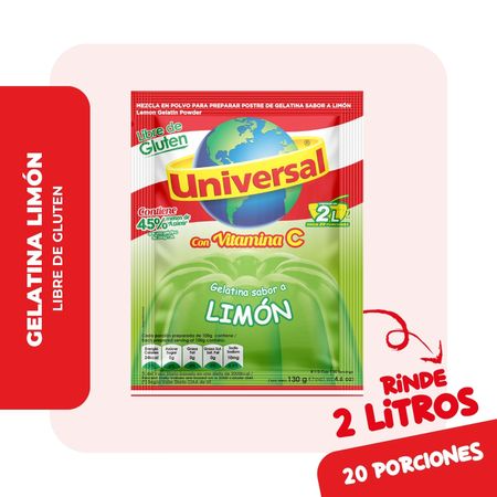Gelatina Universal Sabor Limon 130Gr