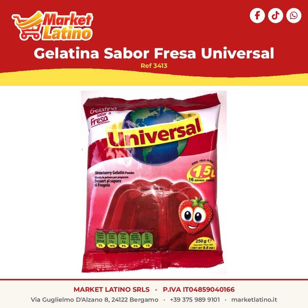 Gelatina Universal Sabor Fresa 300Gr