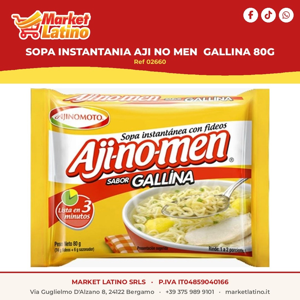 Sopa Instantania Aji No Men Gallina 80g