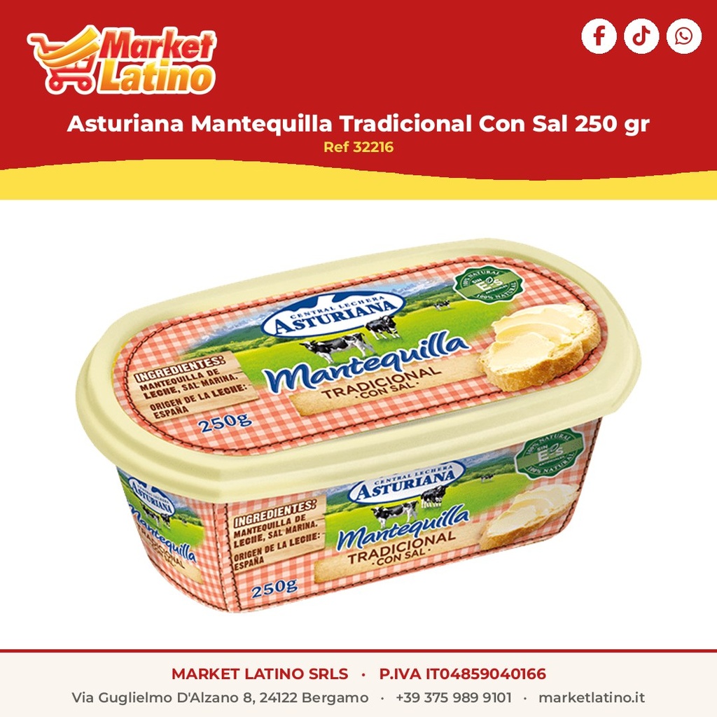 Asturiana Mantequilla Tradicional Con Sal 250 gr