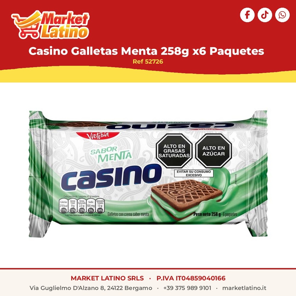 Casino Biscotti Menta 258g x6 Confezioni