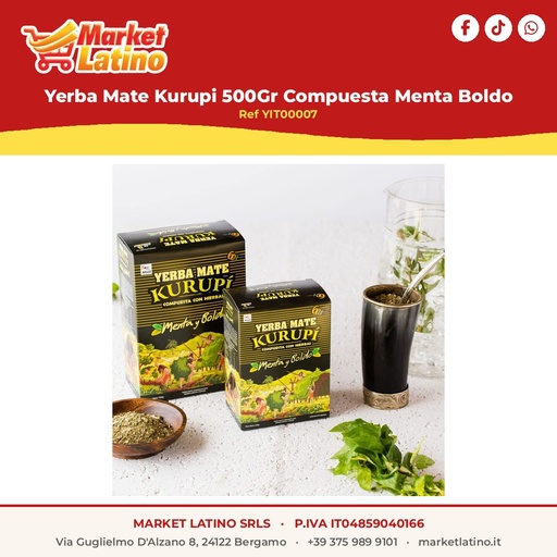 [YIT00007] Yerba Mate Kurupi 500Gr Compuesta Menta Boldo