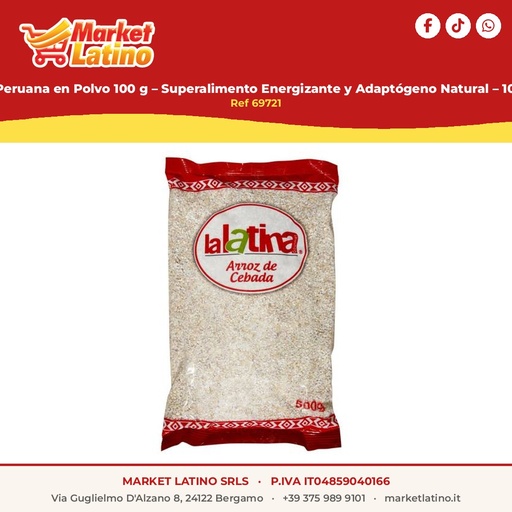 [69721] Maca Nera Peruviana in Polvere 100 g – Superalimento Energizzante e Adaptogeno Naturale – 100% Organica