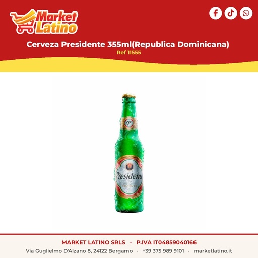 [11555] Birra Presidente 355ml(Repubblica Dominicana)
