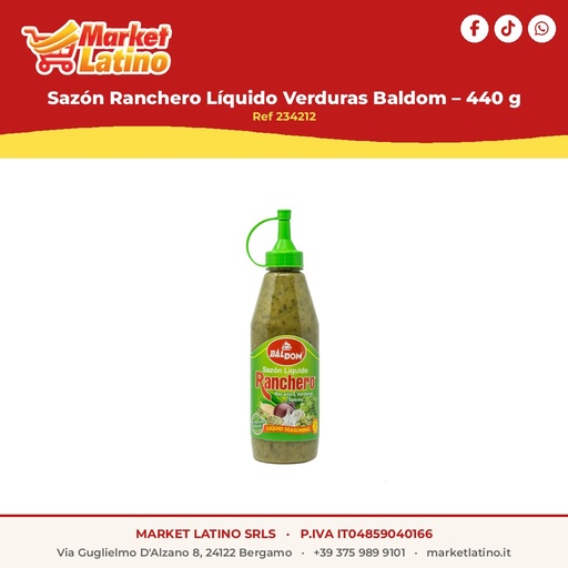 [234212] Sazón Ranchero Liquido Verdure Baldom – 440 g