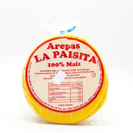 [75990] Arepas Amarillas La Paisita 100% Maiz