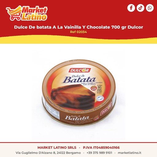 [02034] Dulce De batata A La Vainilla Y Chocolate 700 gr Dulcor