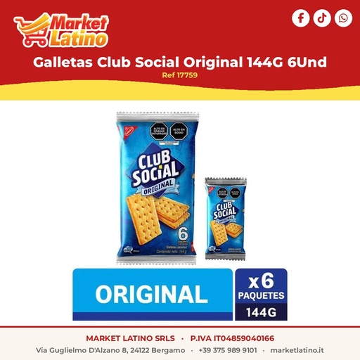 [17759] Biscotti Club Social Original 144G 6Und