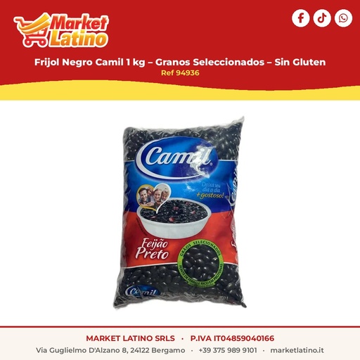 [94936] Fagioli Neri Camil 1 kg – Granos Seleccionados – Senza Glutine